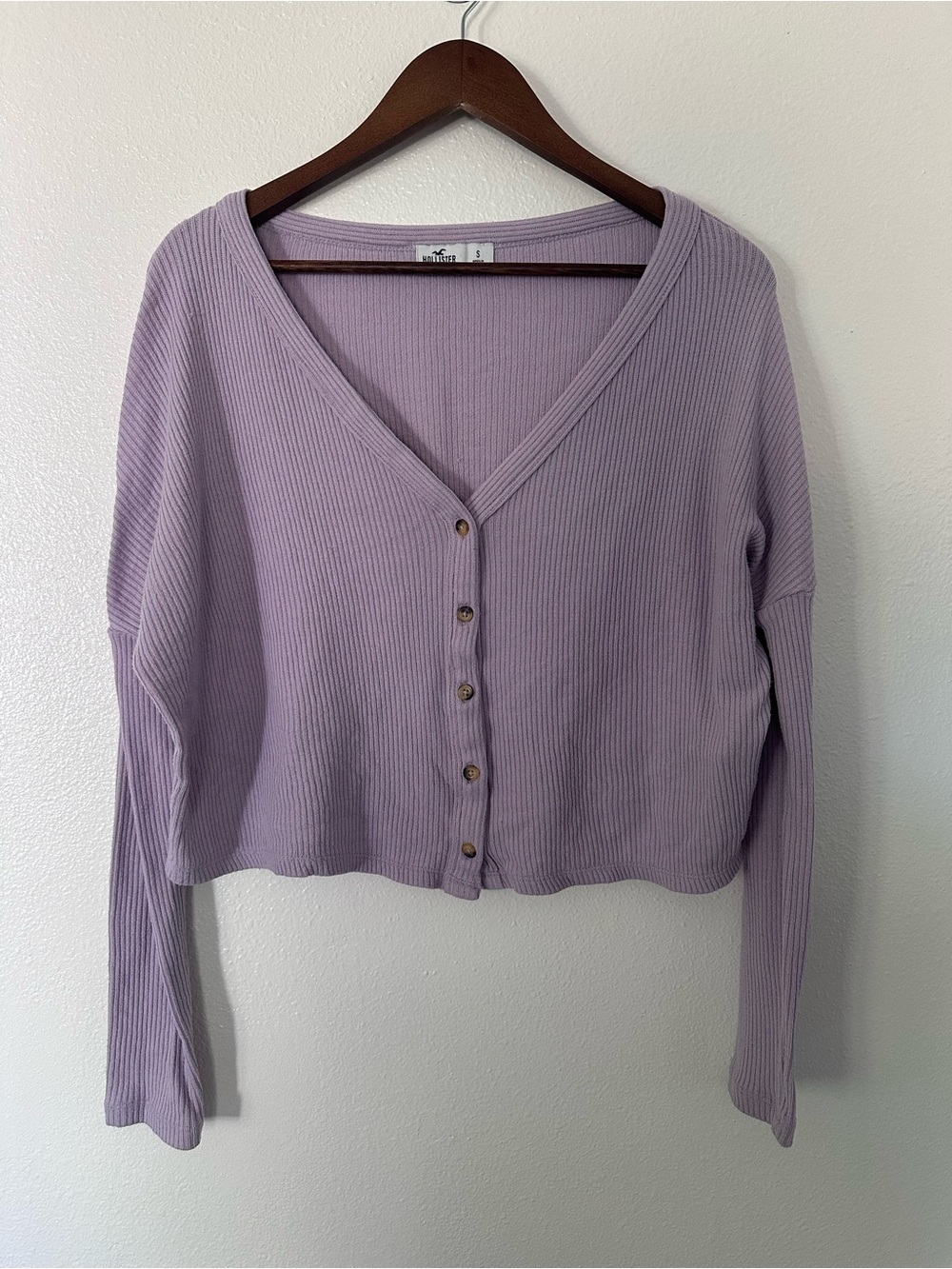 Hollister Lavender Ribbed V-Neck Cardigan